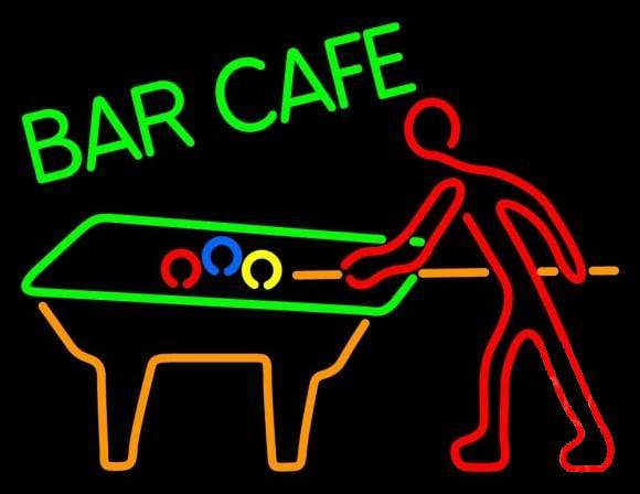 Bar Cafe With Pool Neon Sign